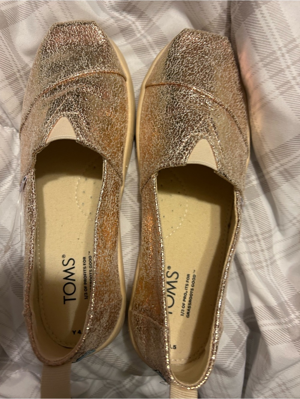 Toms Metallic Rose Gold Slip-On Flats